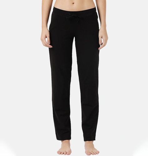 Women Black Solid Cotton Relaxed Fit Track Pants